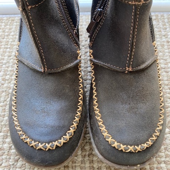 EL NATURALISTA tall leather boots US 6-6.6 (37 EU) dark brown decorative fringe - Picture 3 of 16